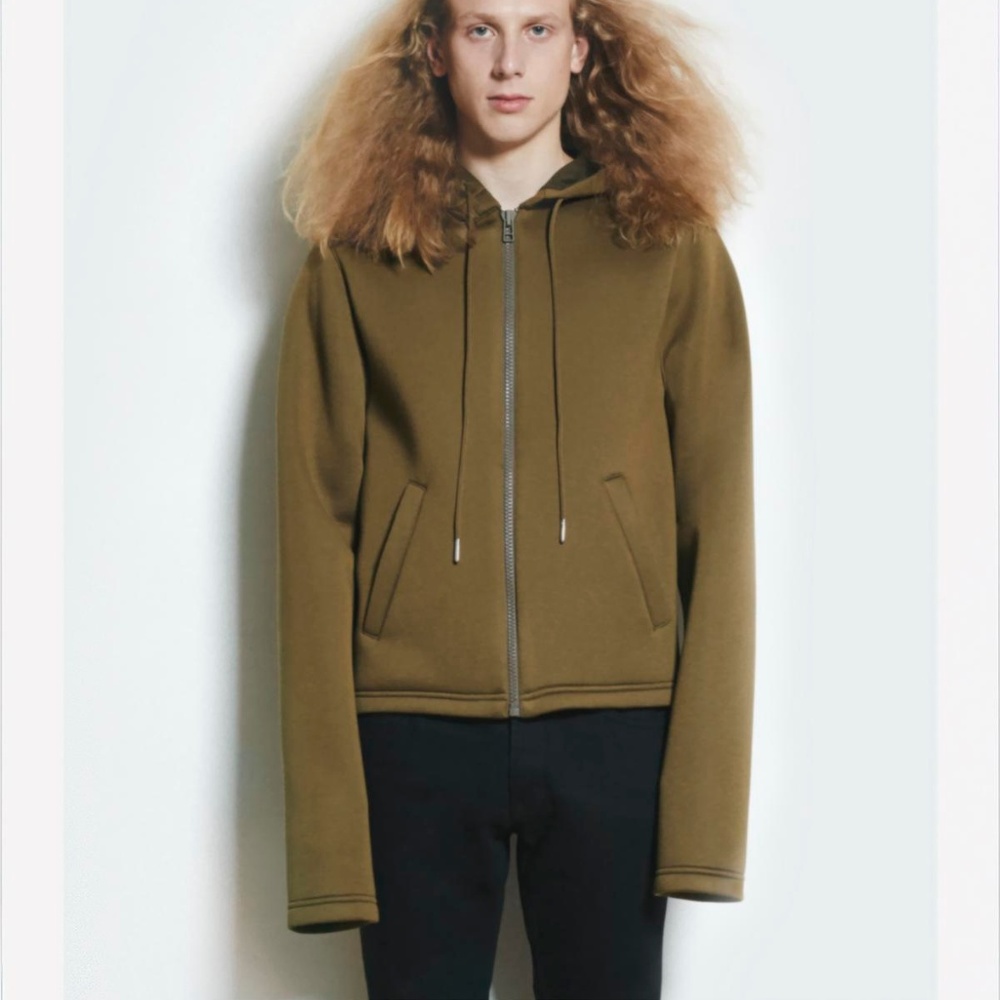 Helmut Lang tech green army color NEW zip hoodie